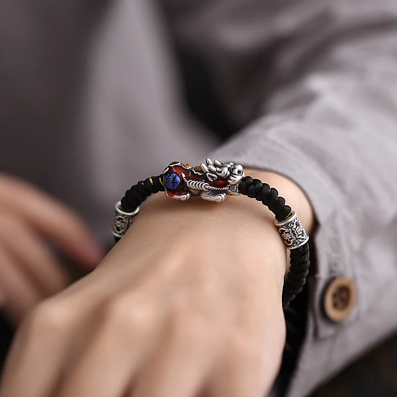 Браслет ZABRA из серебра 999 пробы с эмалью для мужчин и женщин