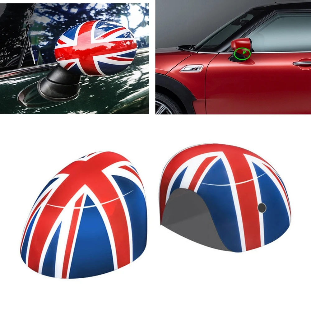 

Rear View Mirror Cover Rearview Shell Cap Union Jack W/ Light Hole For MINI Cooper F54 Clubman F55 5 Door Hatchback 2014-2019
