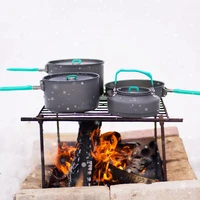 2022 outdoor camping tableware set backpacking picnic 2 pot 1 frypan 1 kettle alumina durable cookware folding cooking set