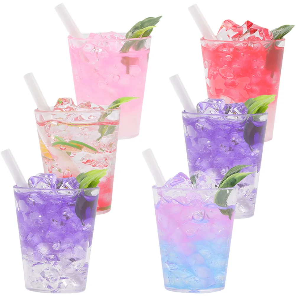 

6 Pcs Stuff Mini Food Toys Mini Champagne Bottle Glass Large Ice Cup Decoration