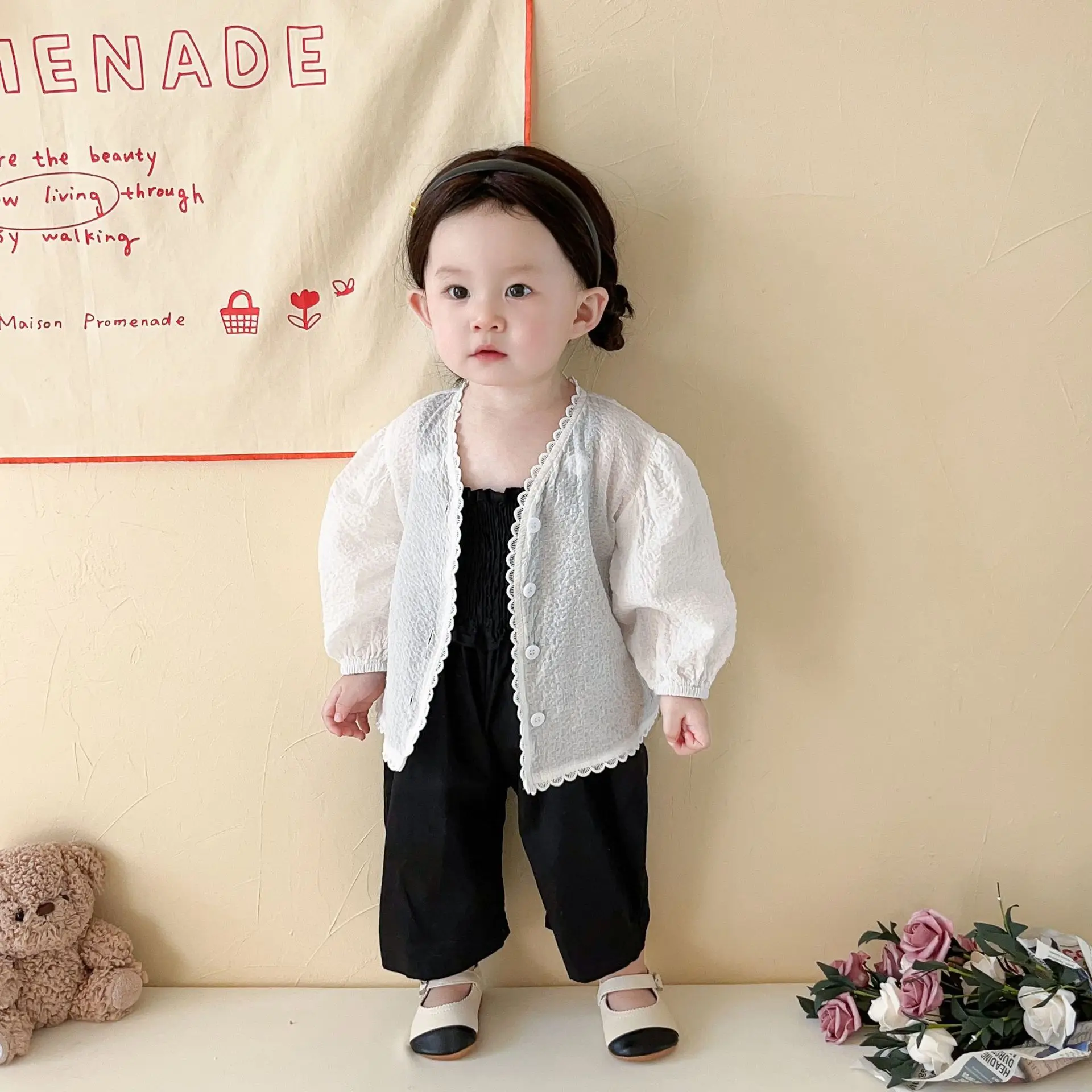 2023 Summer New Baby Girl Solid Cardigan Thin Cotton Infant Long Sleeve Jacket Children Loose Sunscreen Coat Girls Clothes