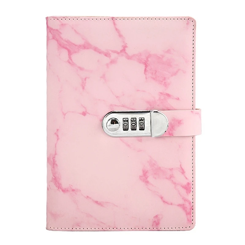 

A5 Marble Texture Journal Writing Notebooks with Combination Lock Personal Travel Diary Office Notepad Agenda - Pink