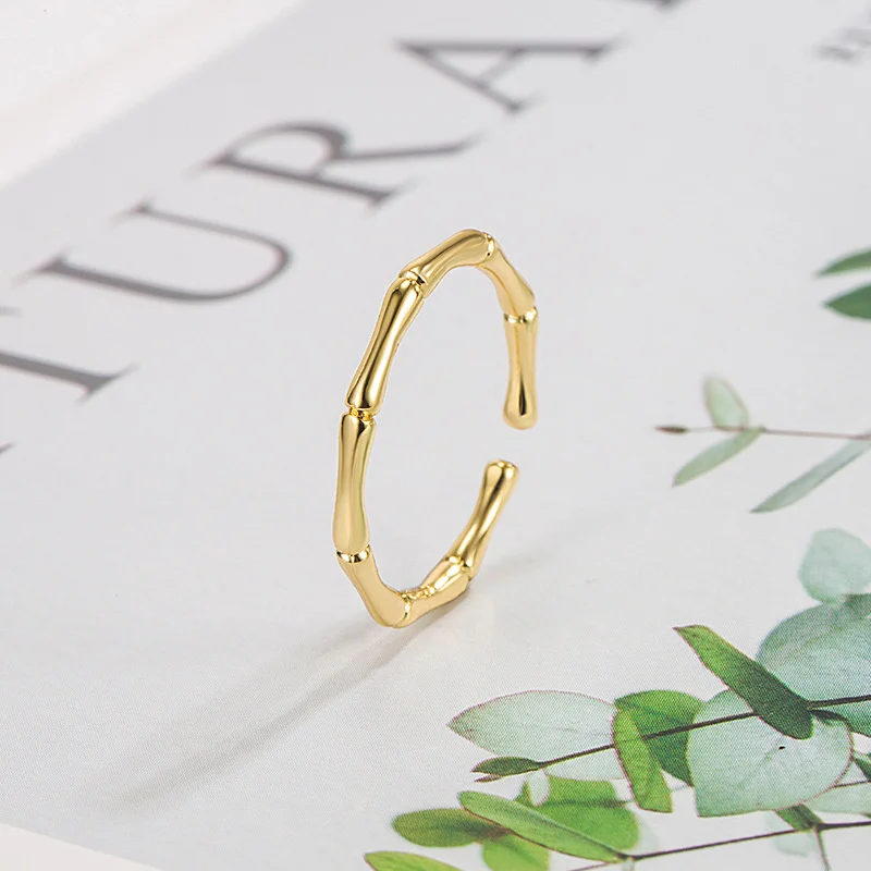 Минималистичное регулируемое кольцо из бамбука для женщин и девушек модное