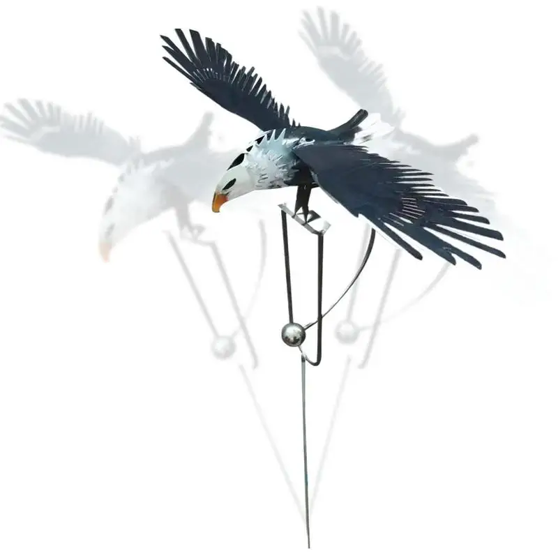

Eagle Windmill Sculptures Durable Garden Stake Rocker Eagle Garden Art Stake Lawn Ornaments For Pathway Patio