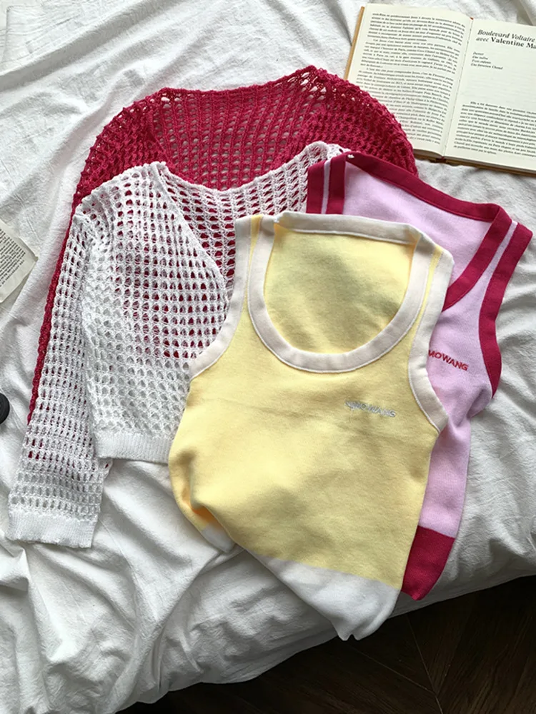 Сексуальный весенний новый костюм-двойка летний сладкий и пряный вязаный