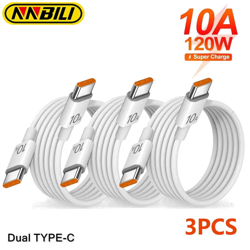 NNBILI 1-3 шт. 10A 100 Вт USB C to кабель PD быстрая зарядка для iPhone 15 быстрого зарядного
