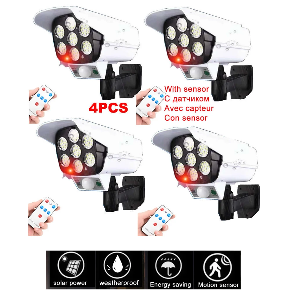 

remote solar fake monitor dummy camera Lights Outdoor Bright Motion Sensor Light Wide Angle Wireless Waterproof Wall Lights for