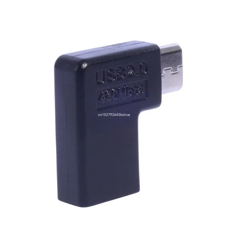 Адаптер Micro USB к TypeC угол 90 градусов поддержка зарядки 10 Вт передача данных 480