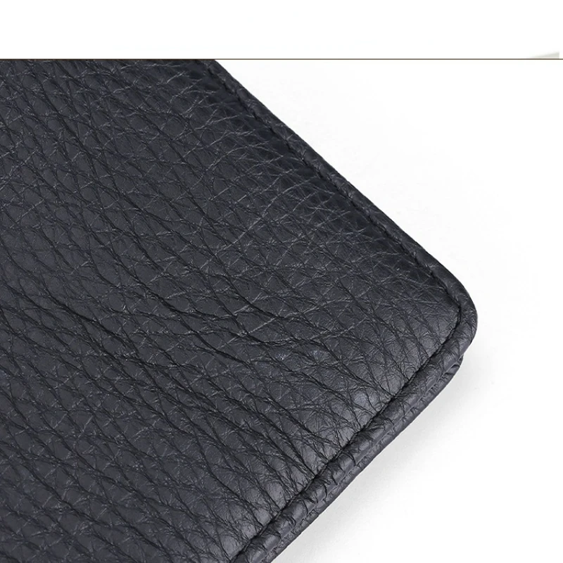 Top Layer Cowhide Zero Function Button Coin  Leather Blue Wallet