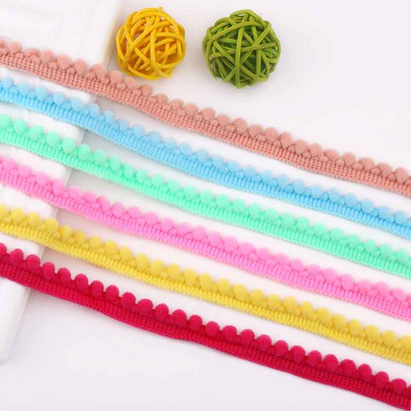 

1/2/5 Yards Color Nylon Ribbon Pom Pom Lace Trim Knitting Sewing Product Crafts DIY Apparel Sewing Item Lace Clothing Supplies