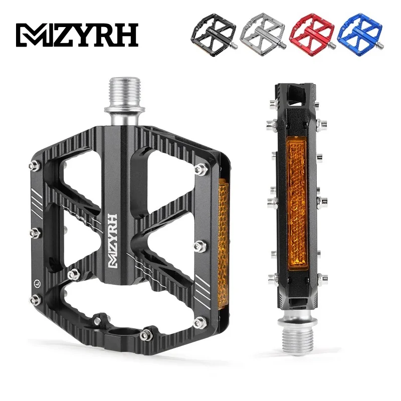 Велосипедные педали MZYRH F336, светоотражающие, 3 подшипника, Нескользящие, для горных велосипедов, плоские, водонепроницаемые, из алюминиевого...