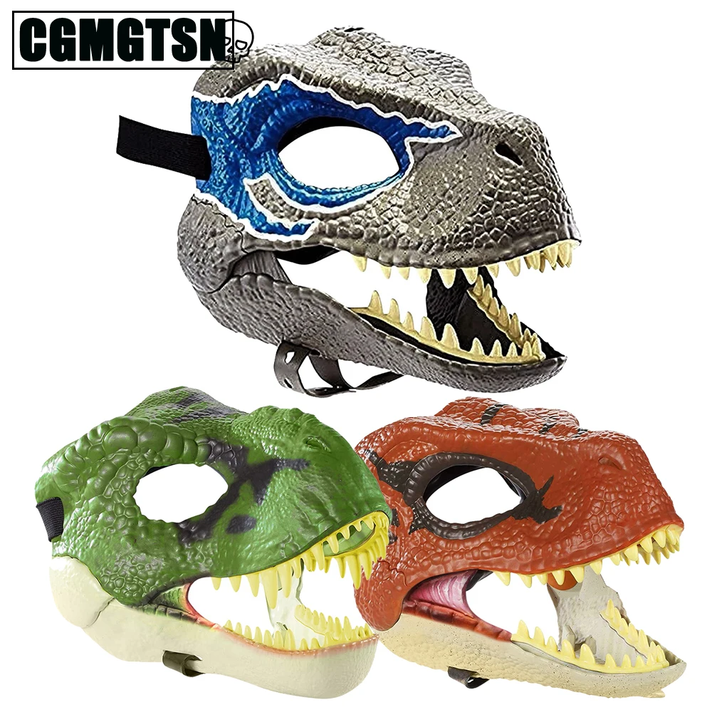

CGMGTSN маска динозавра, движущиеся челюсти, подвижный декор для Хэллоуина, тираннозавр рекс, бриллиантовая Реалистичная латексная маска драк...