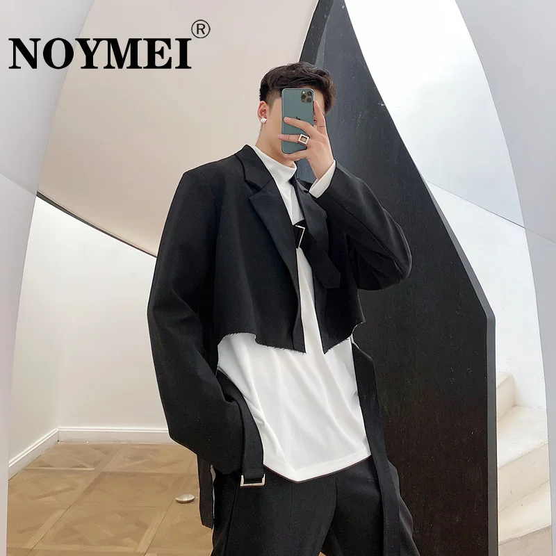 

NOYMEI Irregular Buckle Suit Coat Men's Fashion Niche Dark Jacket Trend Temperament Niche 2023 Autumn New Male Blazer WA634