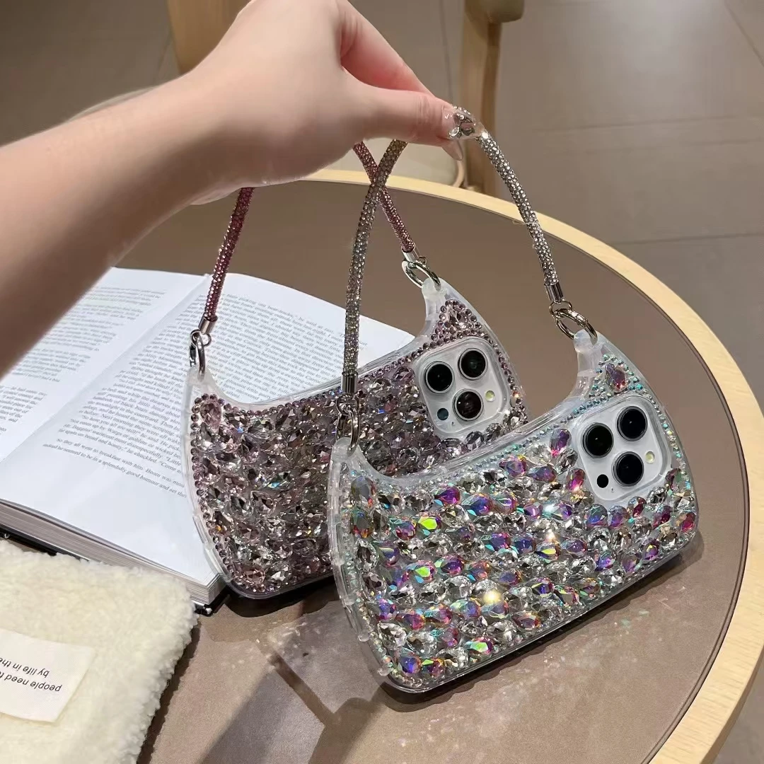 Роскошный Уникальный Модный бриллиантовый чехол с ремешком на запястье для iPhone 11