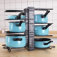 household pot storage rack multi layer adjustable pot cover cutting board rack multi functional wrought iron kitchen accessories