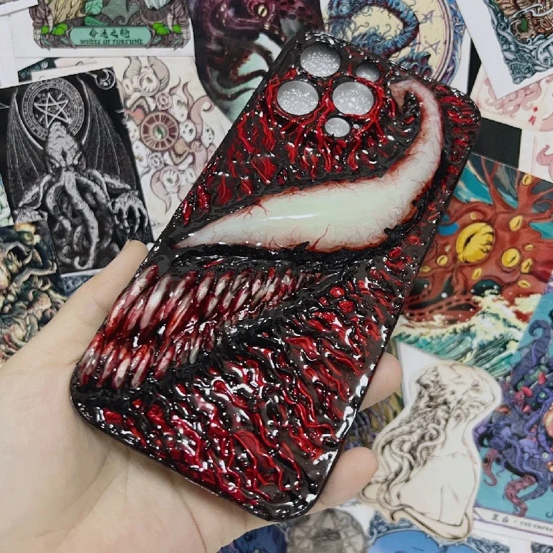 4166 Оригинальный 3D светящийся мобильный телефон ручной работы Venom Massacre темный