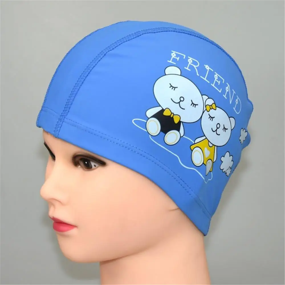 2/3/4PCS On Sale Children Swimming Cap Durable Cute Bathing Caps Cartoon High Quality For Children Kids Pu Coated
