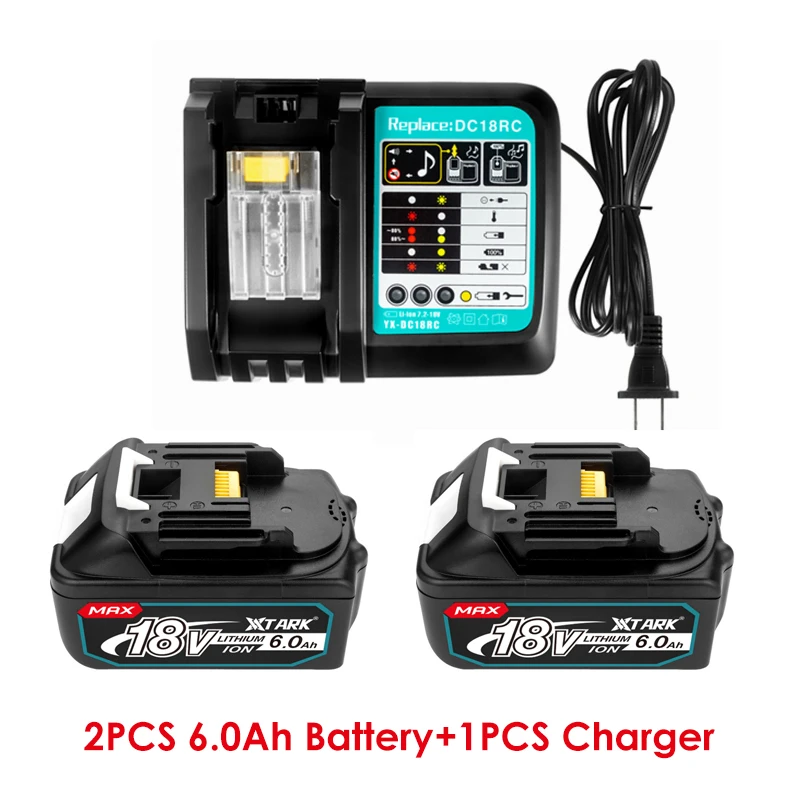 

BL1860 Rechargeable Batteries18V 6000mAh With Charger Lithium Ion for Makita 18v Battery 6Ah BL1840 BL1850 BL1830 BL1860B LXT400