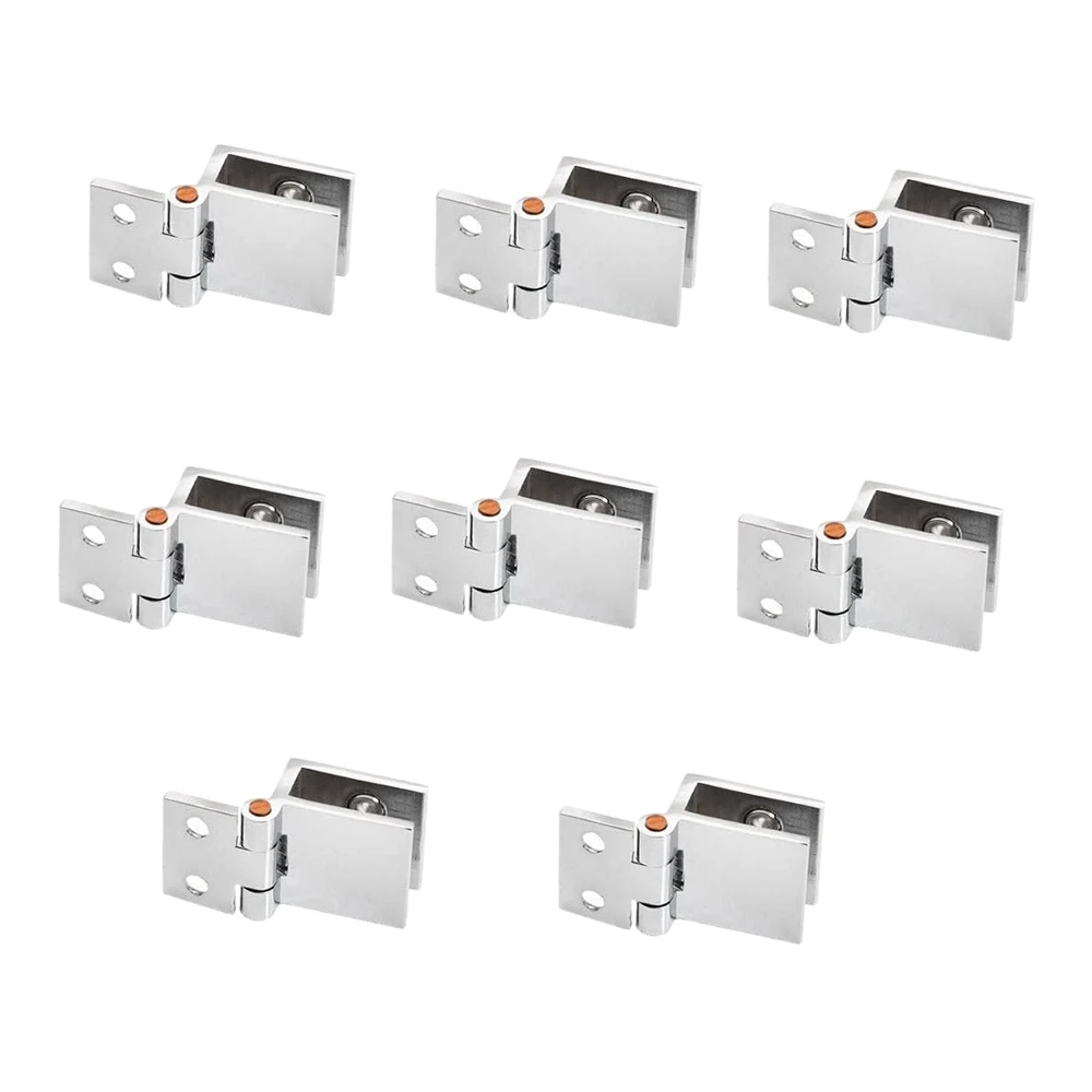 

Set of 8 Glass Door Hinges, 5mm-8mm Adjustable Rectangle Clamp Single Clip for Cabinet Cupboard Glass Door Hinges