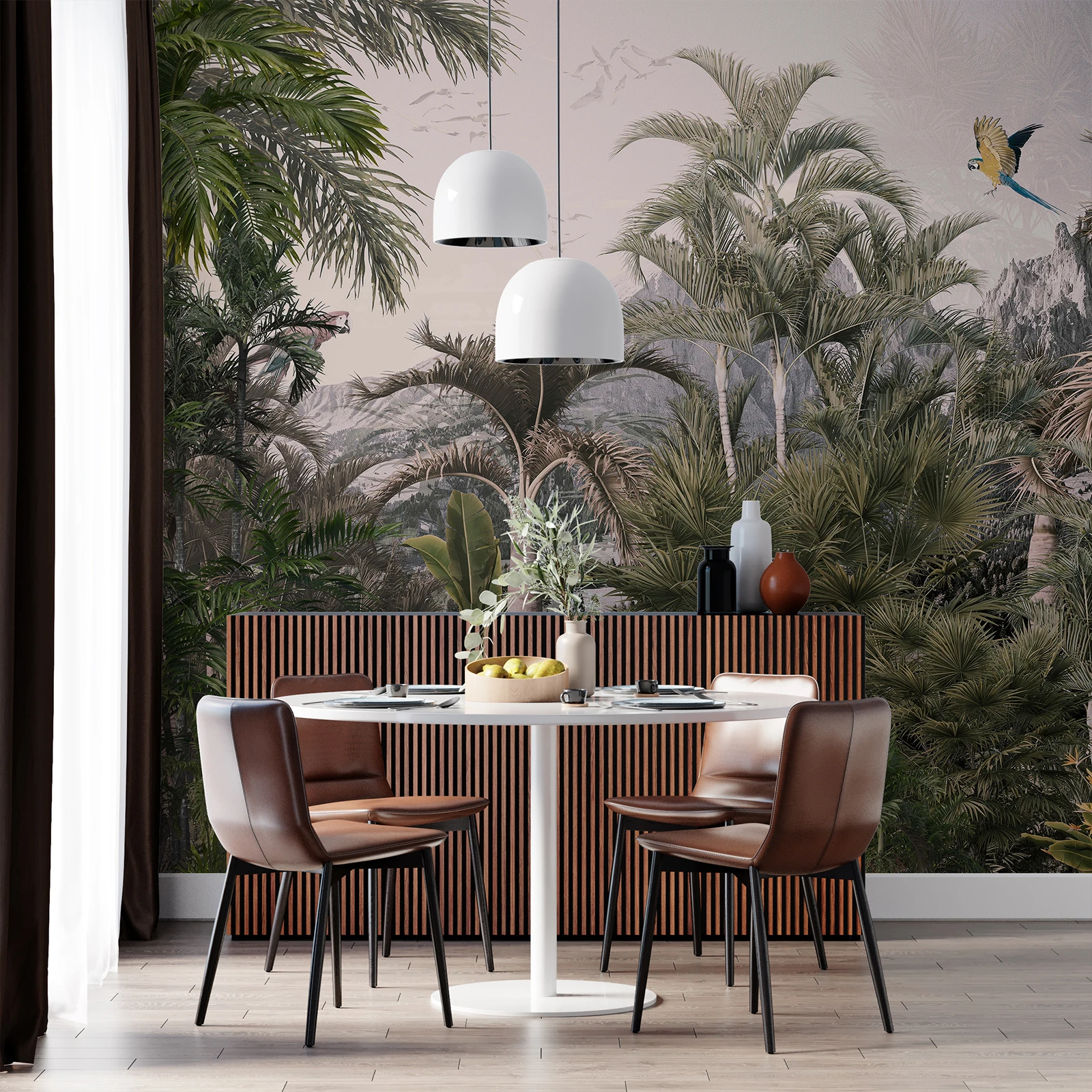 Zeeko тропические джунгли зеленая фреска самоклеящаяся лес папоротник лист