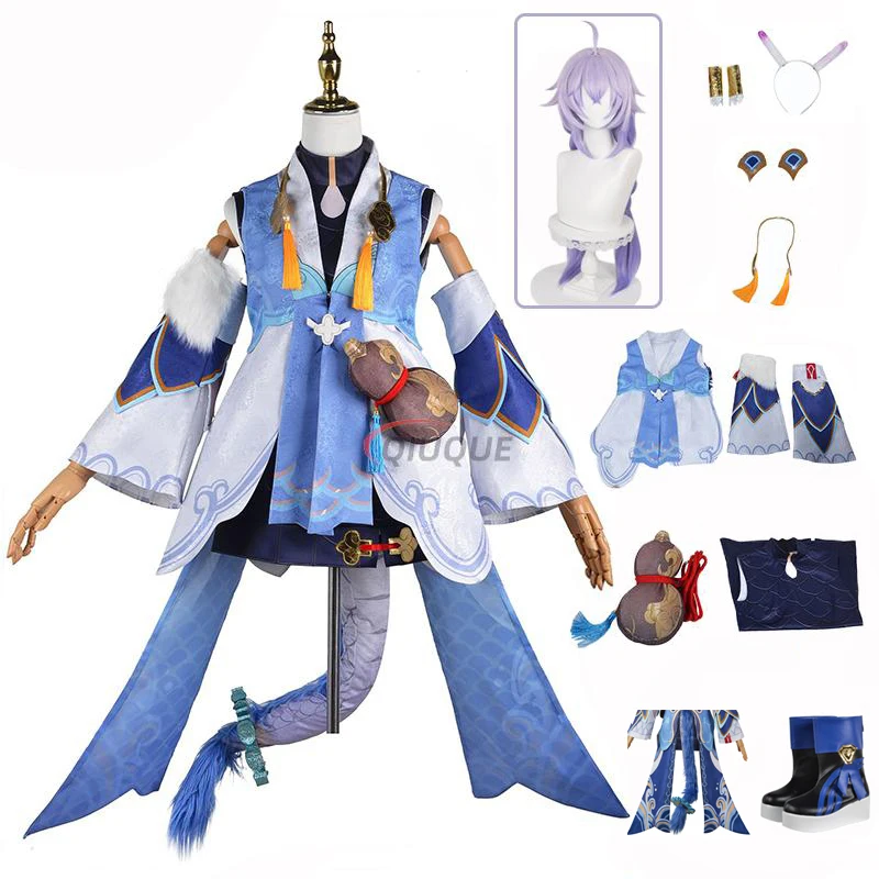 Game Honkai Star Rail BaiLu Cosplay Costume Bai Lu Wig Girls Shoes Women Ancient Suit Uniform Halloween Carnival Party Outfit