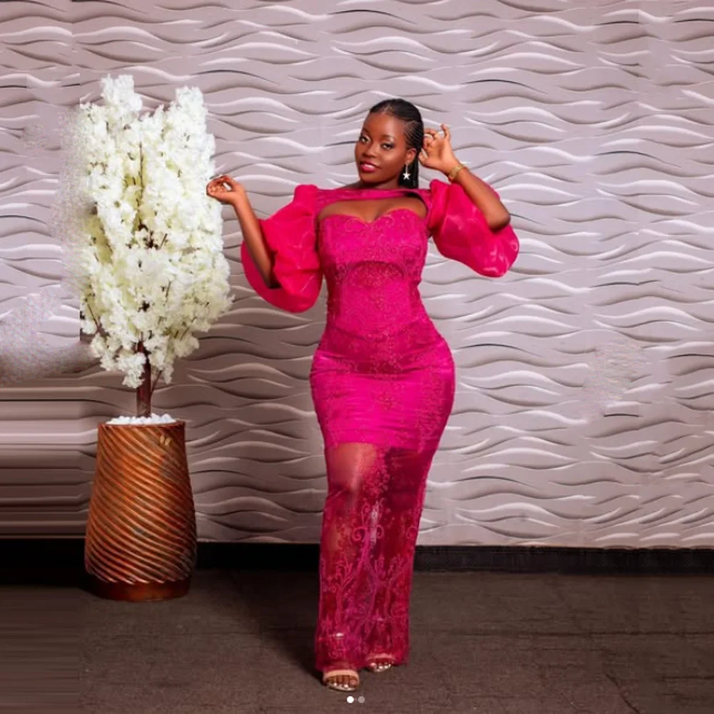 Asoebi сексуальное платье для выпускного вечера длинные пышные кружевные вечерние