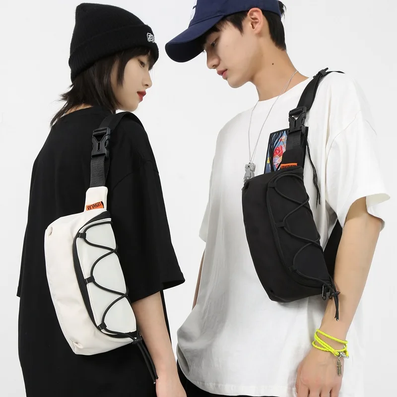 2022 Fashion Small chest bag for men Trend White men's shoulder bag Nylon Cross bag men Casual Sports Running Phone Waist pack