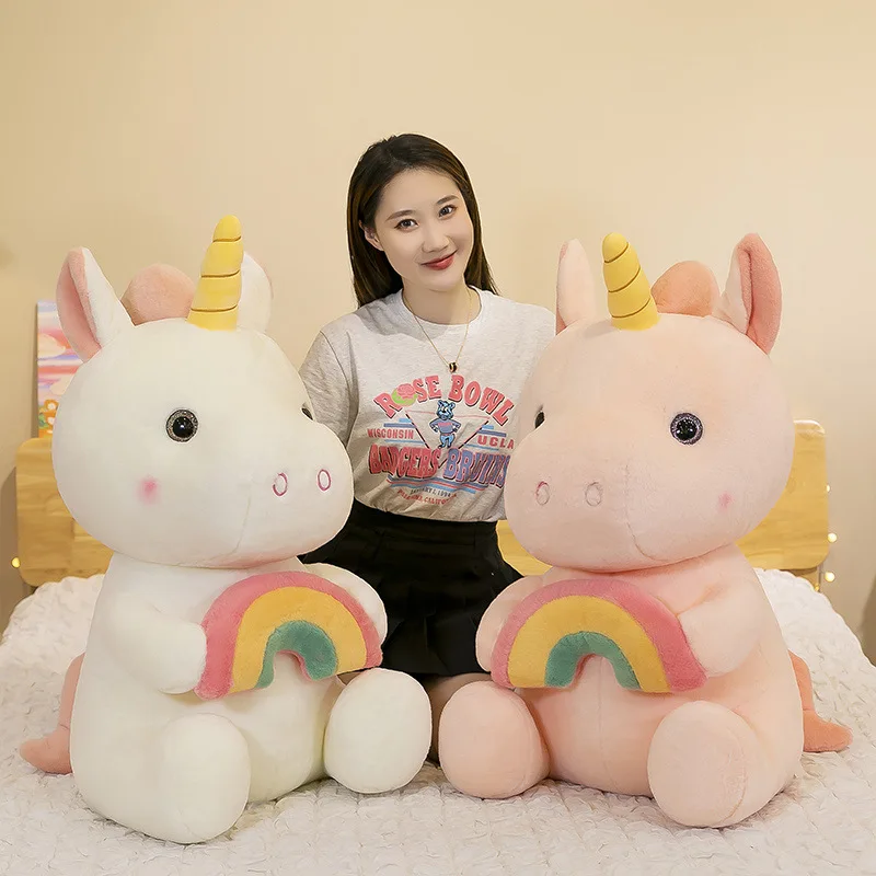 

25-80cm Kawaii Rainbow Unicorn Plush Doll Toys Cute Soft Cartoon Stuffed animal Baby Doll Toy Kids Child Christmas Birthday Gift