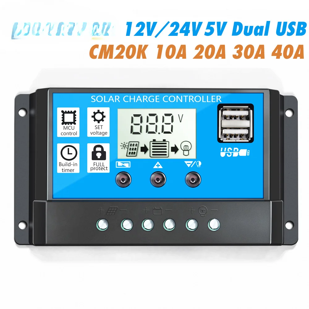 

USB-контроллер для зарядки, 20 А, 30 А, 40 А, 12 В/24 В