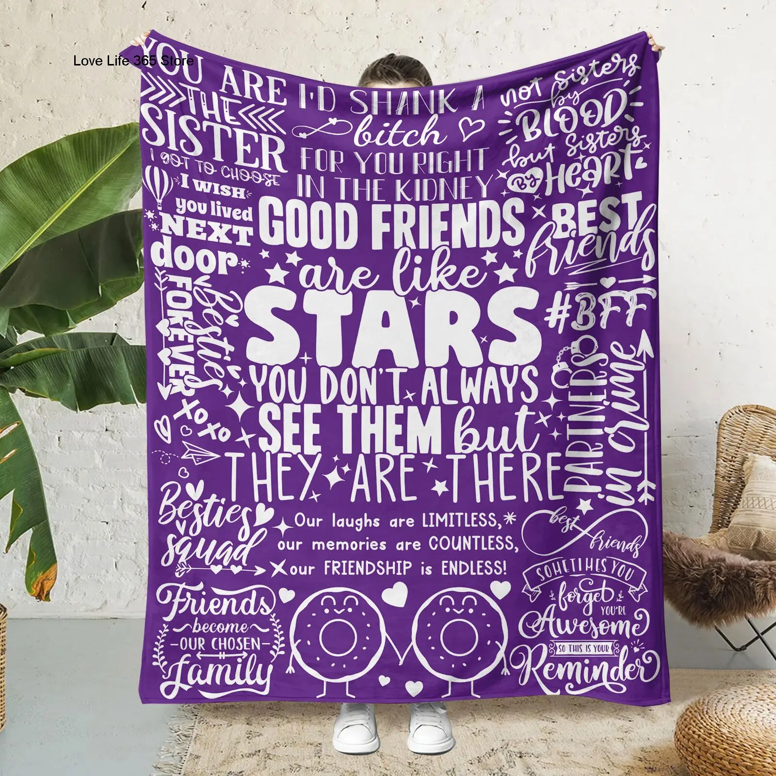 Фланелевое Одеяло дружба Txet с 3D принтом одеяла текстом и кондиционированием