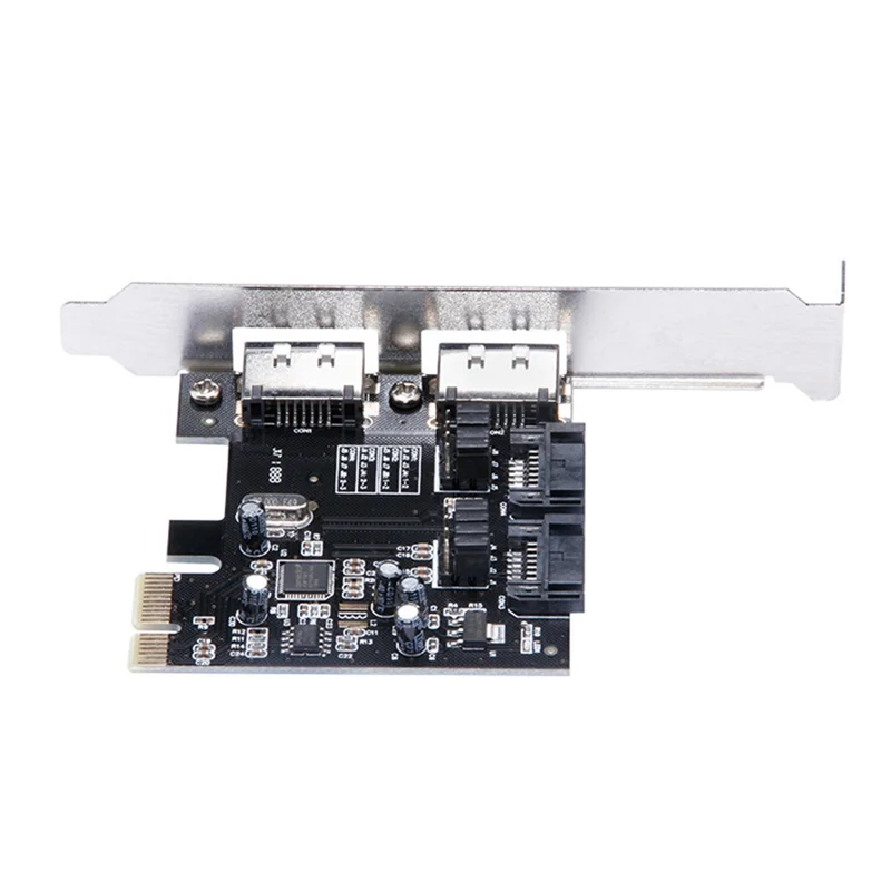 

Плата расширения PCI-E-SATA, адаптер с 2 портами SATA + E SATA, преобразователь адаптера ASM1061 PCI-E в SATA3.0