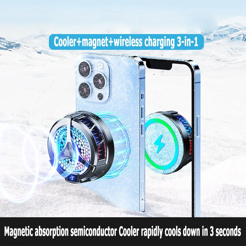 X36 Phone Semiconductor Magnetic Cooler Aluminum Wireless charging Two gear adjustment Silent cooling With Elastic back clip
