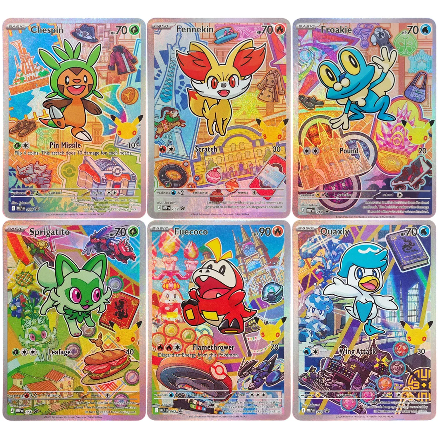 Фото Коллекционная карточная игра Self Made Proxy Pokemon English 30TH Celebration First Partner MEP Series 3 Hoenn Kalos Paldea №1