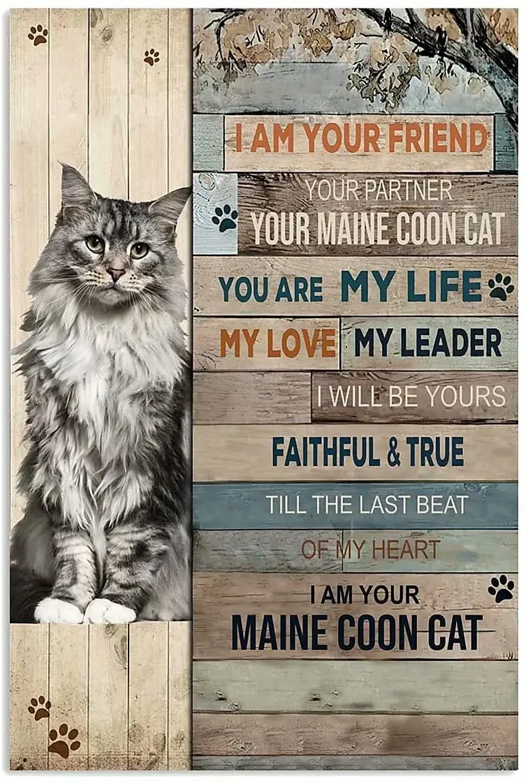 

Maine Coon Cat Metal Tin Signs I Am Your Friend Your Partner Metal Poster Home Art Wall Decor Plaque Farm Bathroom Bedroom