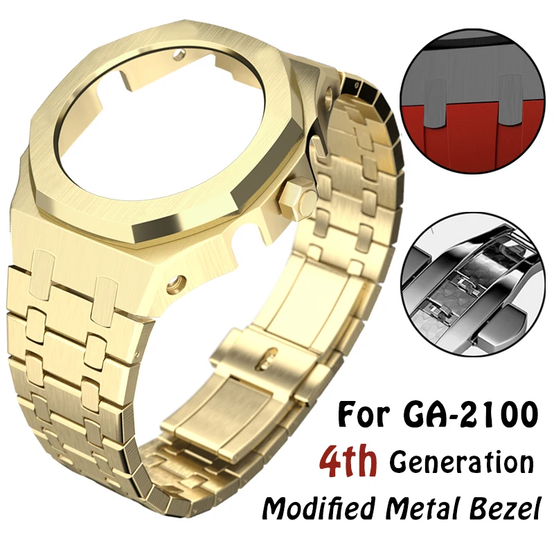 

Запасной ремешок для GA2100, модифицированный металлический Безель, аксессуары 4-го поколения, стандартный набор из нержавеющей стали, чехол д...