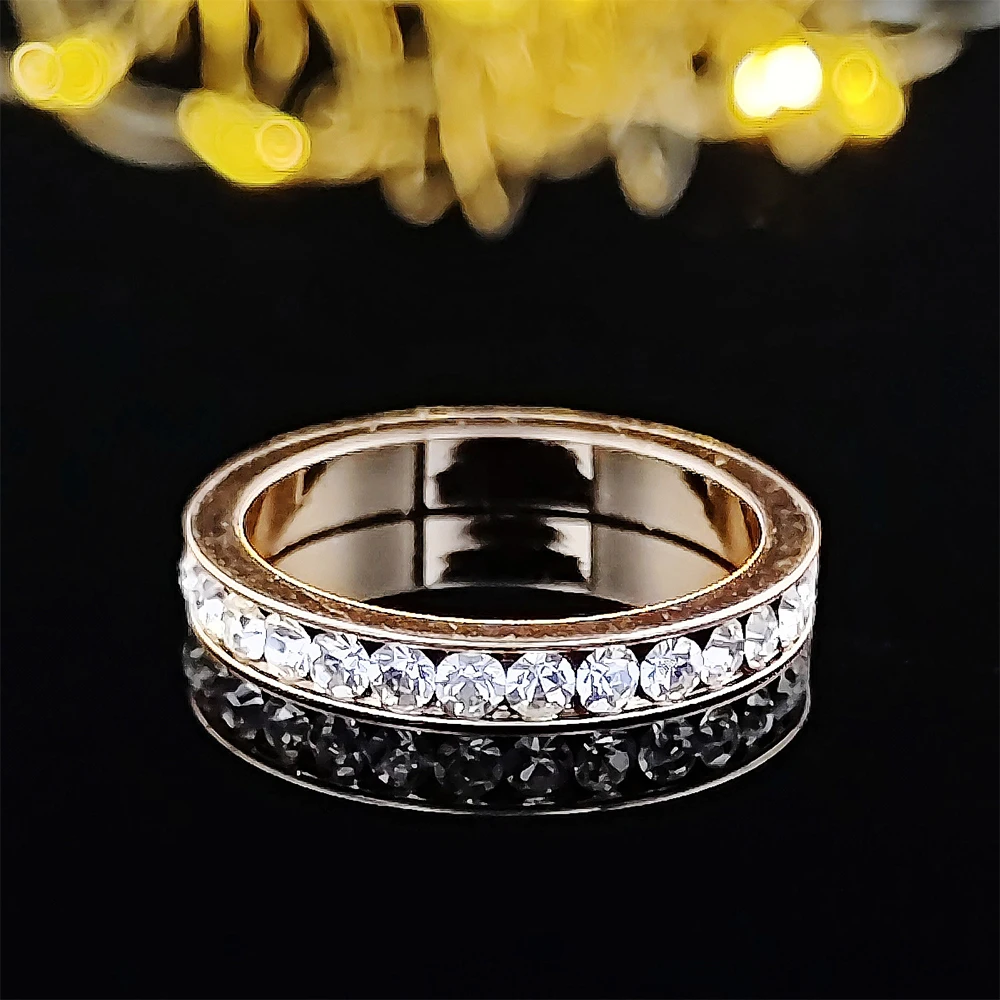 

Fashion Rose Gold Color Eternity Band Wedding Rings For Women Finger Wholesale Jewelry R4706
