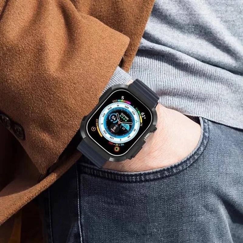 Чехол из ТПУ для Apple Watch Ultra 49 мм, силиконовый бампер, противоударный чехол для apple watch ultra 2, 49 мм, аксессуары из углеродного волокна (art.: 3920d13477ef3) - 3920d13477ef3