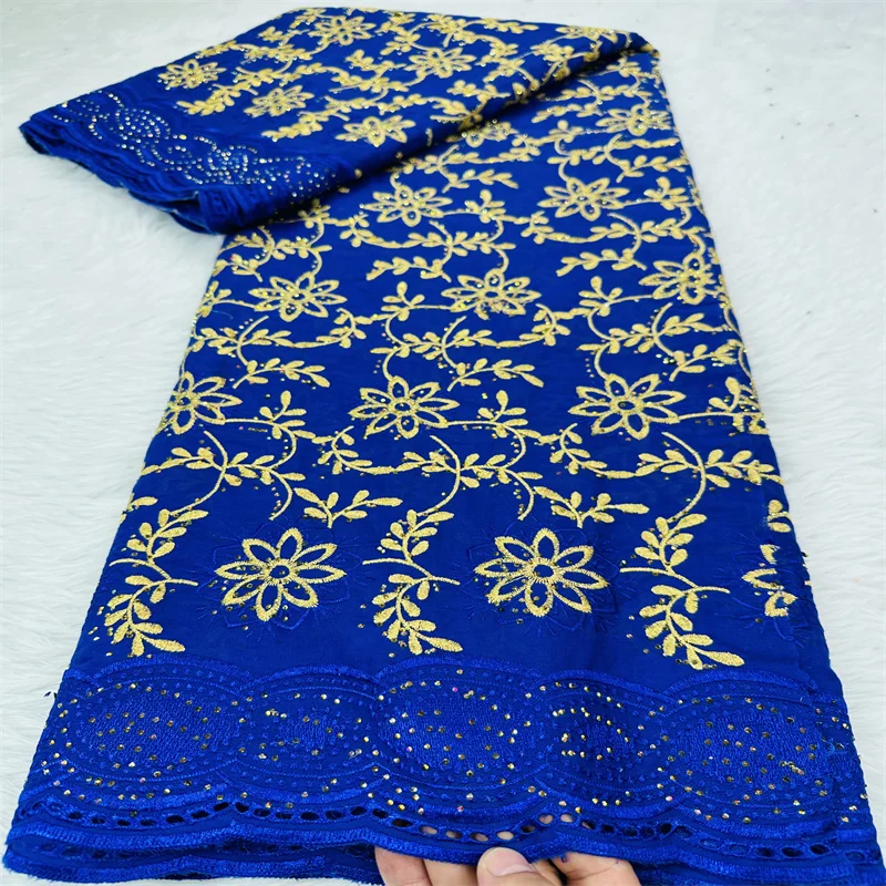 

5 yard Swiss lace fabric latest heavy beaded Embroidery African 100% cotton fabrics Swiss voile lace popular Dubai style HL09034