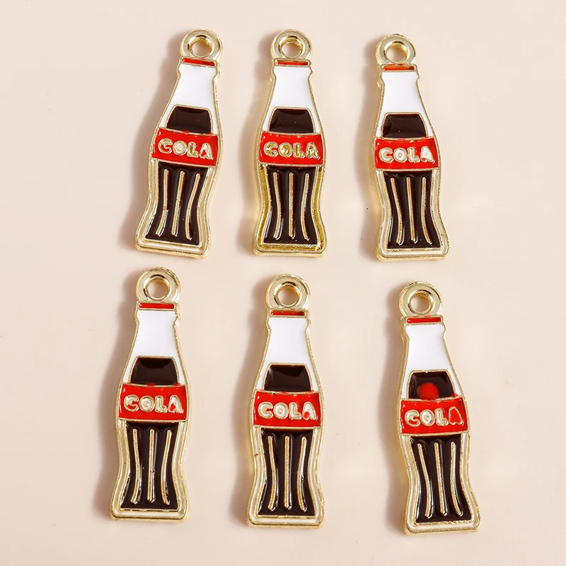 

10pcs 26*8mm Enamel Pop Cola Drinks Beverages Charms Funny Food Pendants for DIY Jewelry Making Handmade Accessories Wholesale