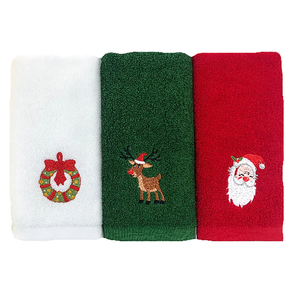 

Towels Christmas Towel Bathroom Kitchen Hand Holiday Dish Washing Face Giftembroidered Cleaning Decorative Basin Soft Washcloths