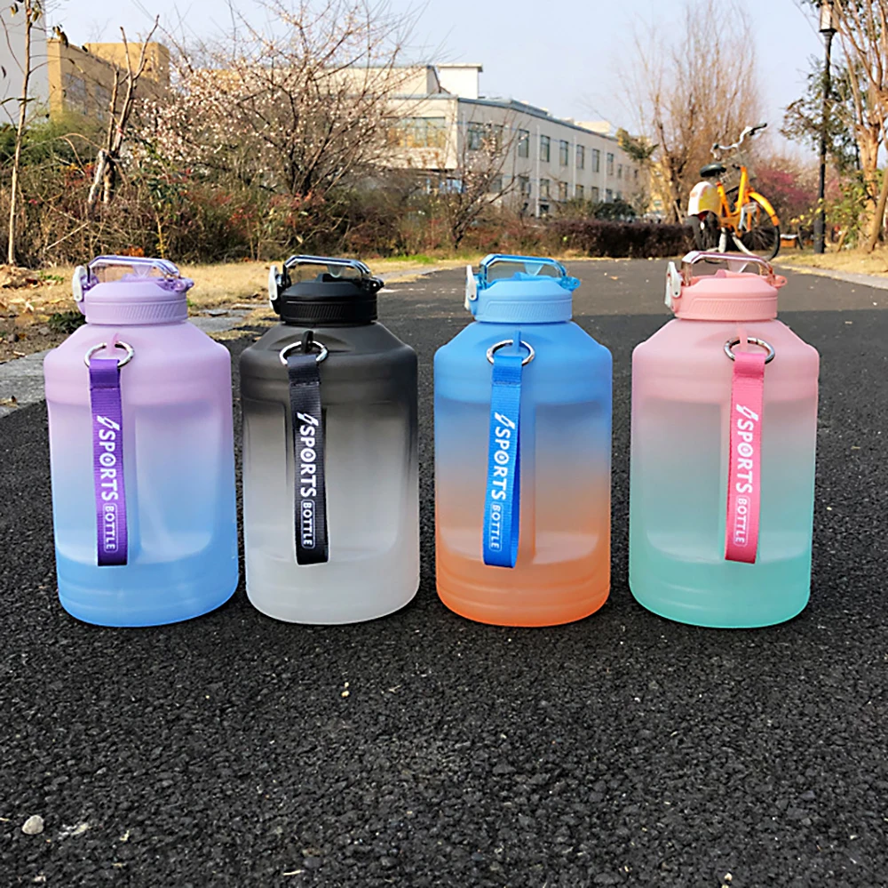 

YCALLEY Gallon Sports Water Bottle 1500ML 2300ML 3800ML Straw Bounce Dust Cover BPA Free Outdoor Travel Fitness Plastic Bottle