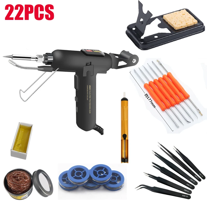 

Электрический паяльник высокой мощности, промышленный Многофункциональный паяльник 80 Вт, автоматическая сварочная машина для подачи олова, 22 шт.