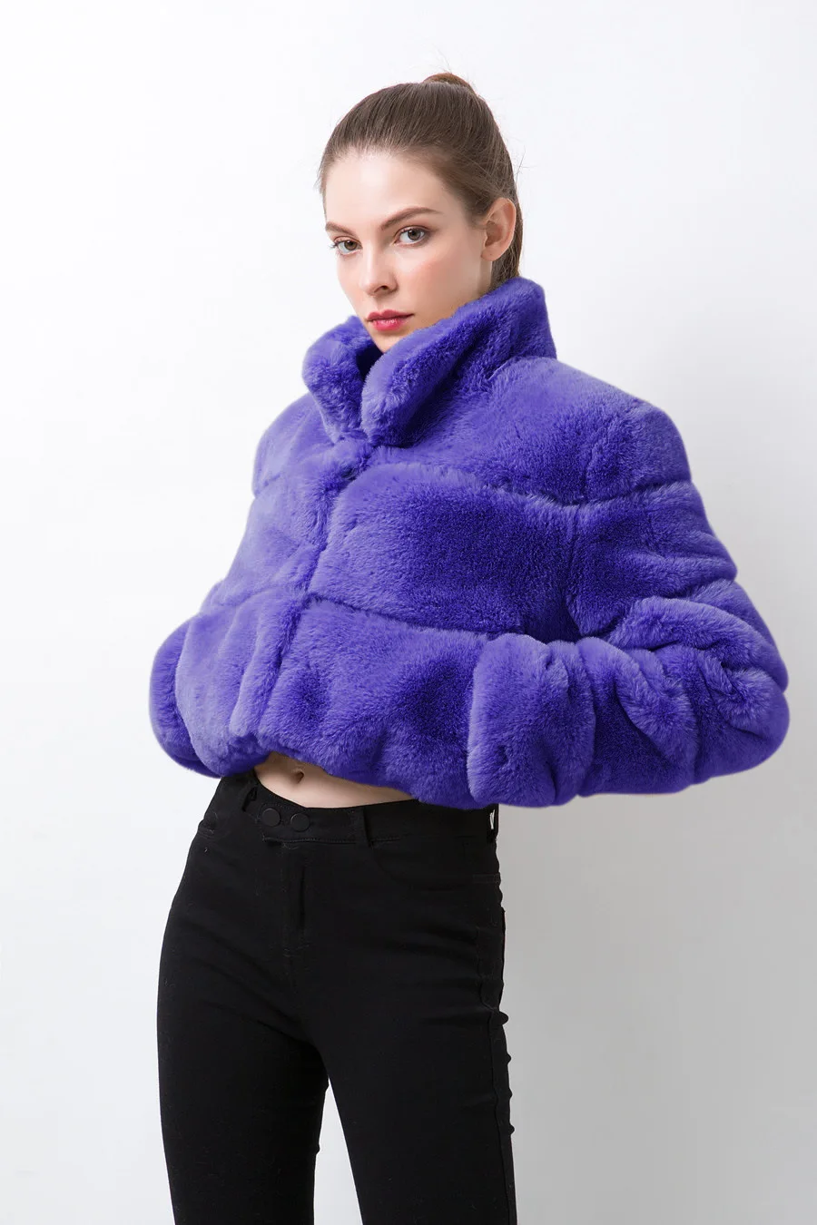 2022 New 6-color Fur Coat Short Sexy Hot Girl Imitation Fur Women's Coat Imitation Fox Fur Horizontal Stitching Artificial Fur