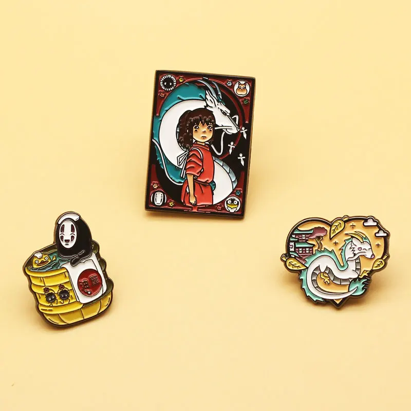 

SALeeee Japanese anime cartoon brooch personality faceless male metal badge cute girl shirt pin buckle anime accessories
