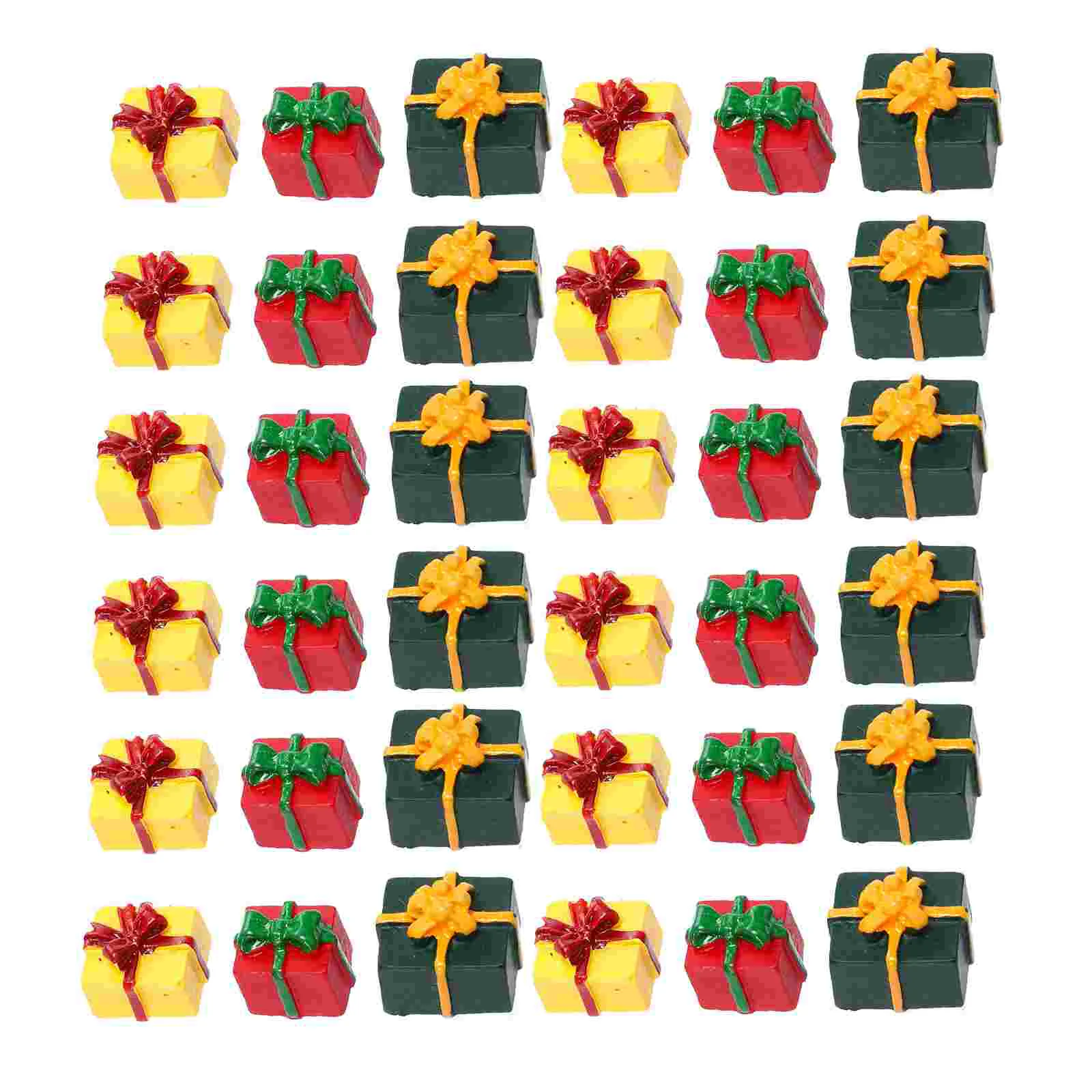 

30 Pcs Epoxy Resin Gift Box Mini Christmas Tree Miniature Ornaments Crafts Toys