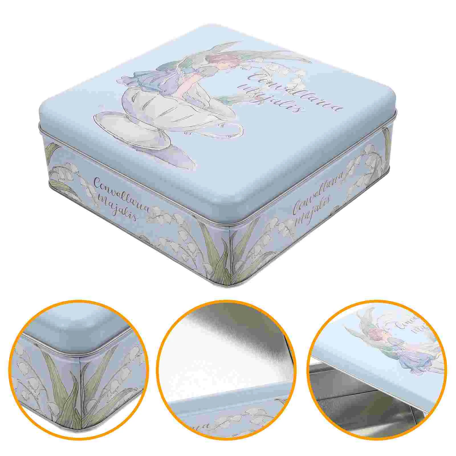 

Candy Storage Box Tinplate Candy Cookie Box Girl Pattern Party Favor Box