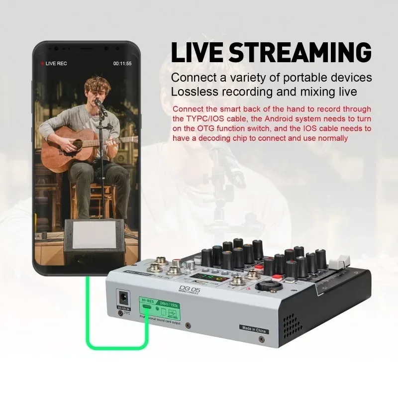 Audio Interface Sound Card with Monitoring Studio Quality 24bit 192k 5.0 BT For PC Electric Guitar Live Recording Singing