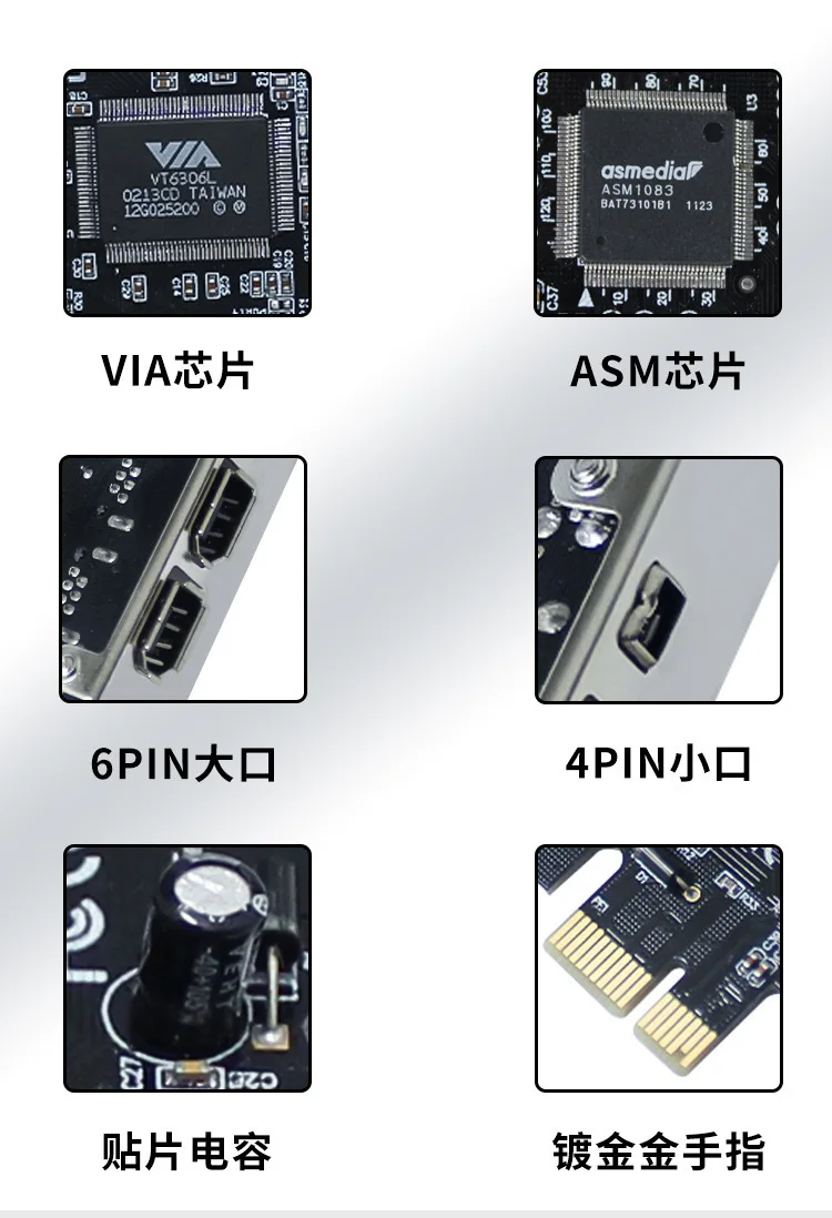 Фото Карта контроллера FireWire 1394a IEEE PCI-E PCI Express 1394 Стабильная высокоскоростная передача данных с кабелем Firewire Карта управления Pcie №2