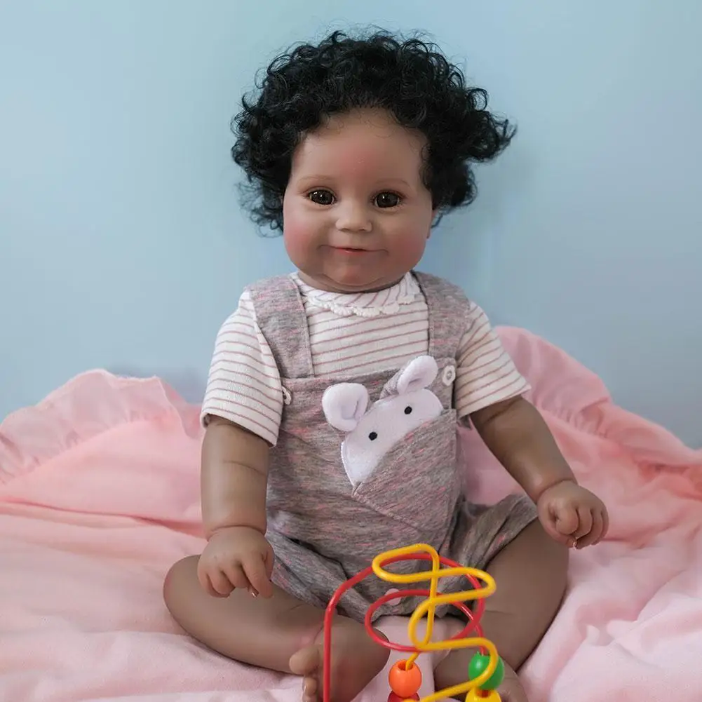 

NPK 50CM Full Body Silicone Waterproof Reborn Maddie Veins Hand-Detailed Doll Black Dark with Painting Brown Skin in Visibl T7G7