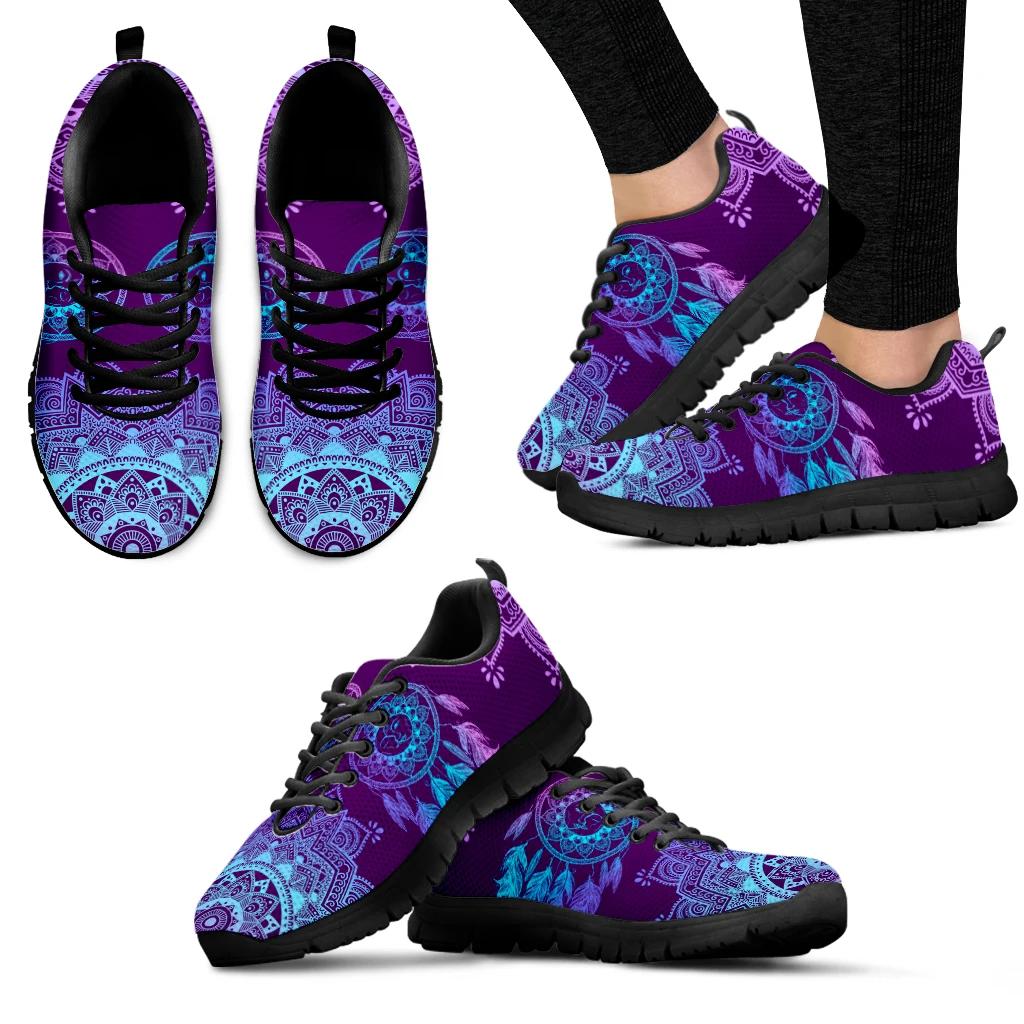 

INSTANTARTS Gradient Dream Catcher Designs Luxury Brand Shoes Boho Lace Up Footwear Purple Sport Shoes Women's Fashion Sneakers